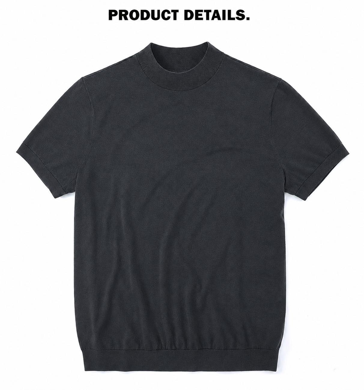 Men's 100% Merino Wool Mock Neck Knit T-Shirt - Soft, Breathable Daily Commute Base Top with Refined Knit, Cold Wash Compatible Men's 100% Merino Wool Mock Neck Knit T-Shirt - Soft, Breathable Daily Commute Base Top with Refined Knit, Cold Wash Compatible