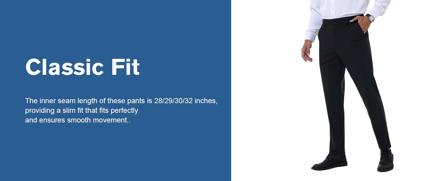 Alimens&Gentle Men's Stretch Dress Pants No Iron Golf Pants Expandable Waist Flat Front Business Casual Formal  Pants