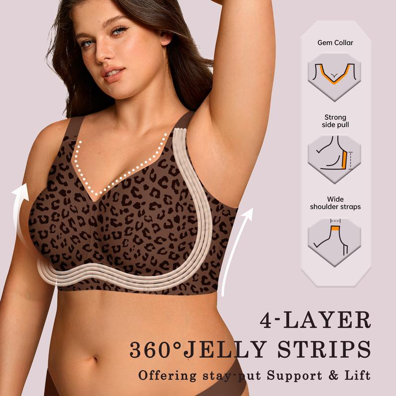 OEAK Women Jelly Bras Wirefree Full Coverage No Underwire Everyday Bras Comfortable Wireless Padded Tshirt Bra