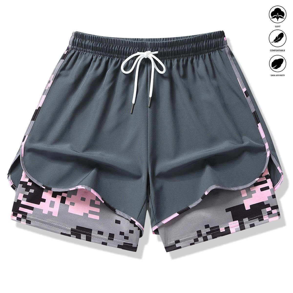 Women&rsquo;s casual athletic shorts with built-in liner, drawstring, elastic waistband; suitable for outdoor sports, fitness, running, and casual wear; women&rsquo;s shorts, athletic shorts, womenswear