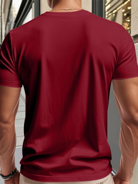 Men's Solid V-Neck Short Sleeve T-Shirt, Soft Breathable Heart-Neck Top, Classic Basic Versatile Tee &ndash; Suitable for Daily Wear, Layering & Outdoor Sports, Casual Fashion Must-Have for Men