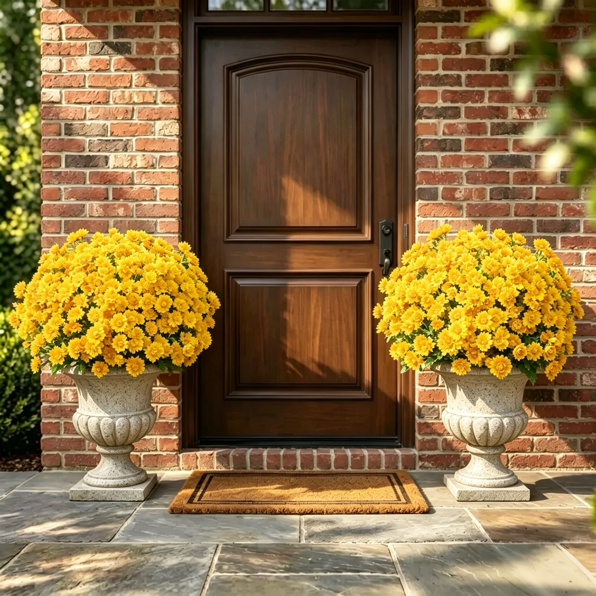 Artificial Outdoor Sunset Mums Flowers | UV Resistant, Fade Resistant & No Watering Needed