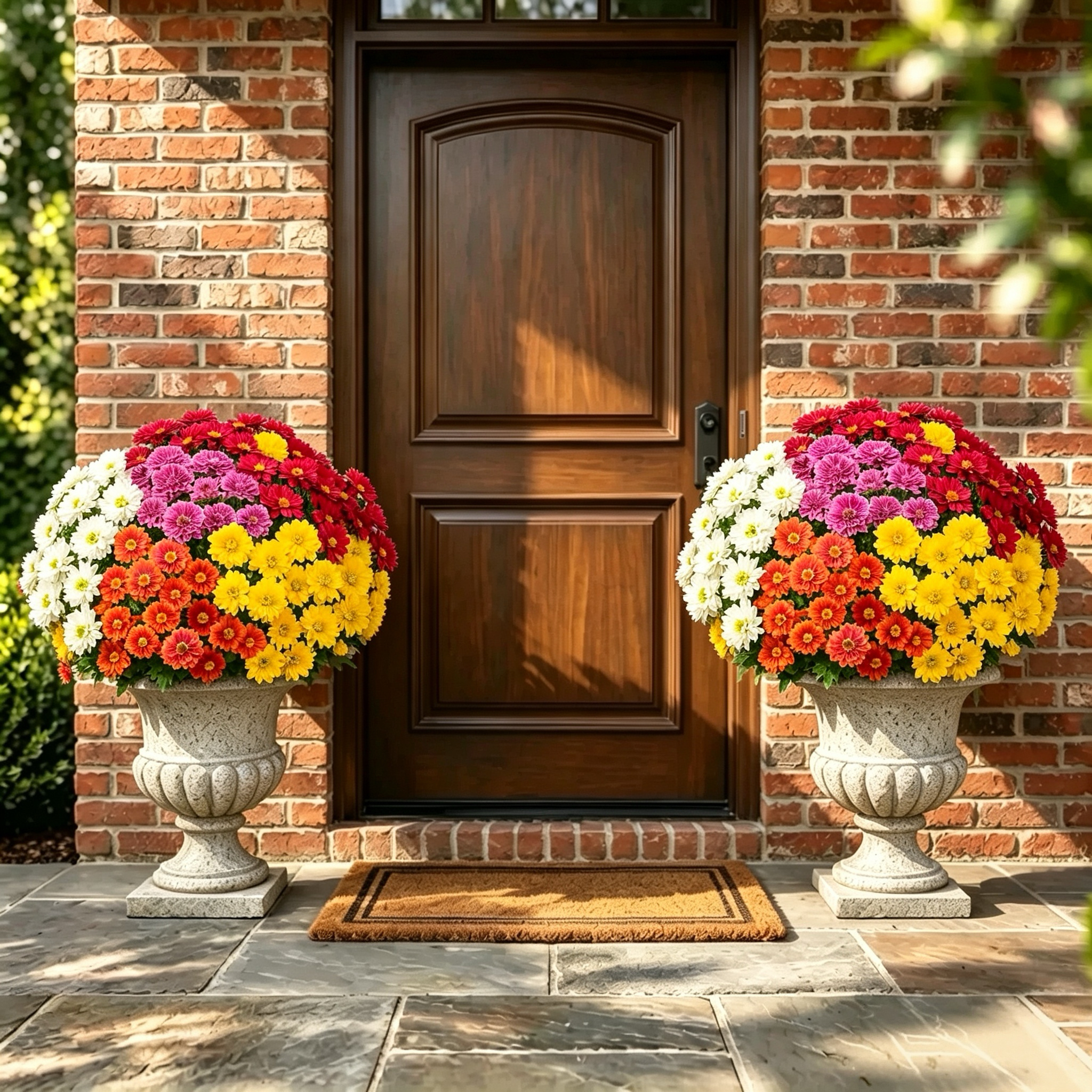Artificial Outdoor Sunset Mums Flowers | UV Resistant, Fade Resistant & No Watering Needed