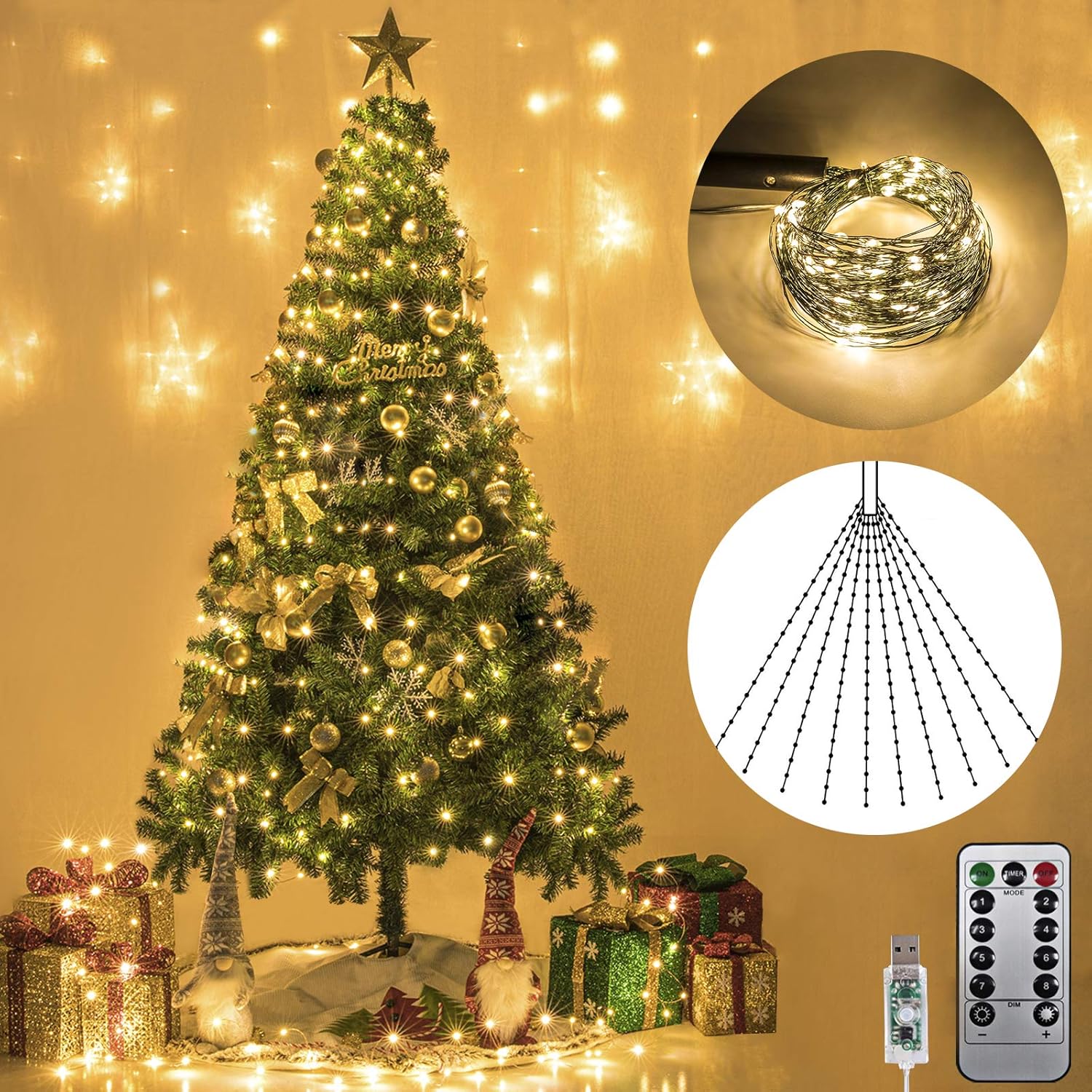 8 Modes Christmas LED Firefly Twinkle String Lights
