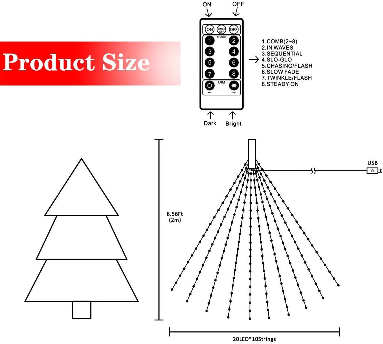 8 Modes Christmas LED Firefly Twinkle String Lights