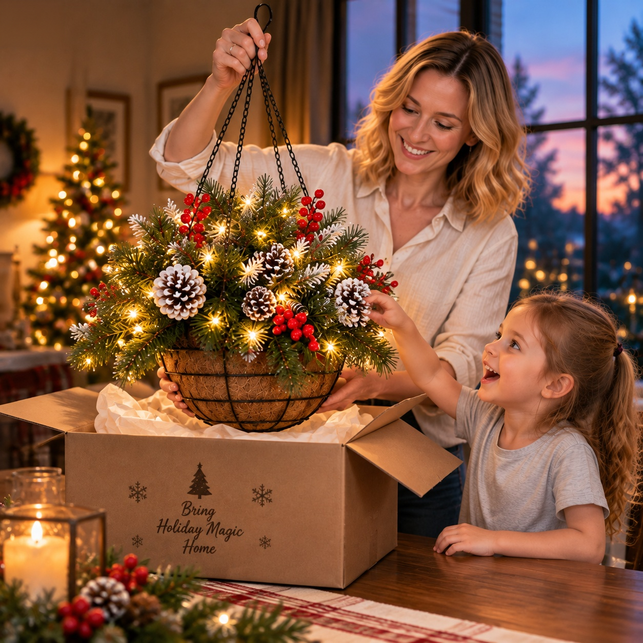🎄Christmas Hot Sale🏆Pre-Lit Artificial Christmas Hanging Basket