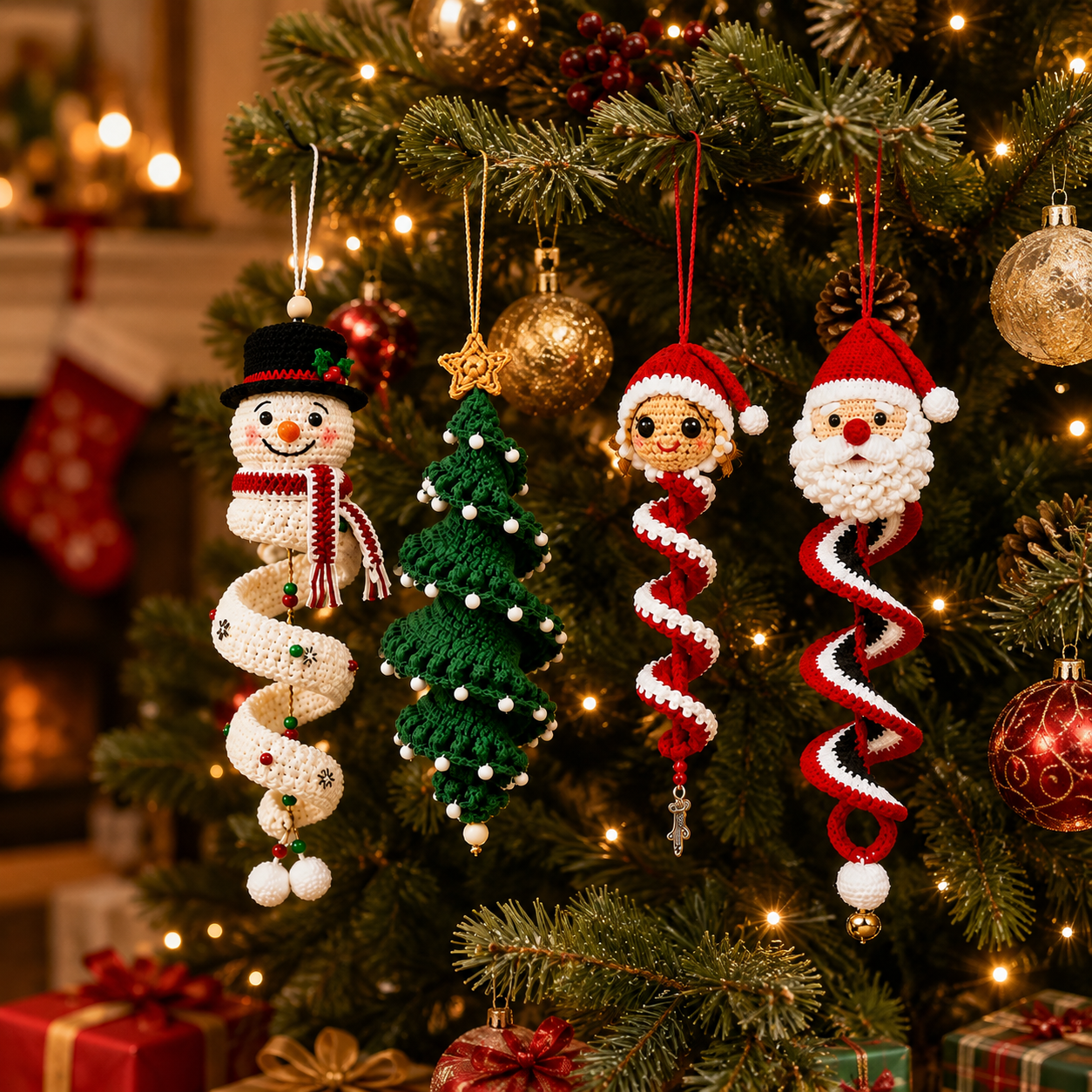 Christmas crochet ornament color details