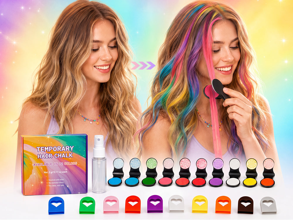 🔥Last Day 50% OFF🌈12-Color Temporary Hair Chalk Applicator Set