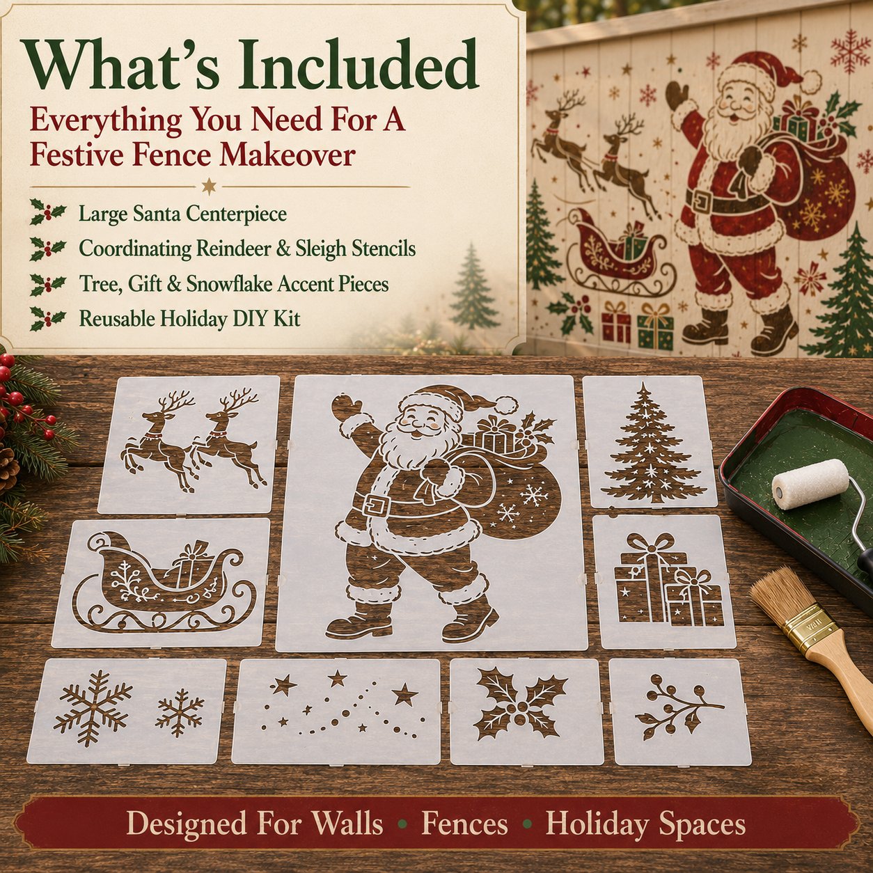 🔥Last Day 50% OFF - 🌿Garden Bloom Wall Stencil Kit | DIY Garden Painting Templates for Every Space