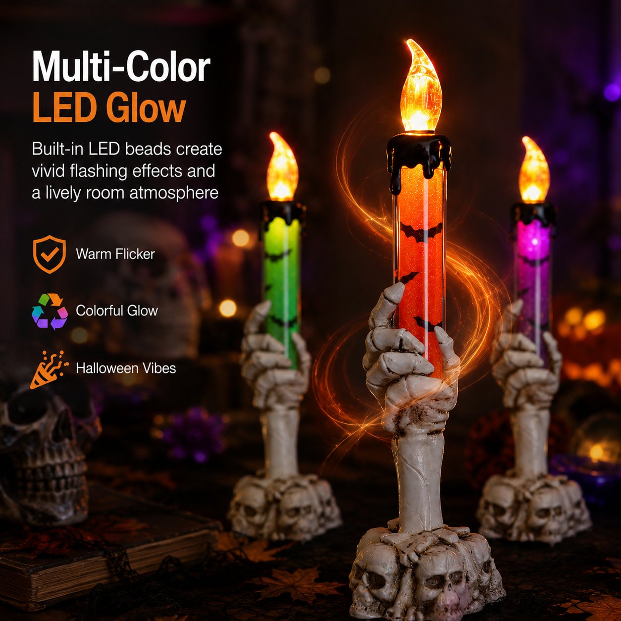 🎃 On the last day of Halloween,  LED lights are 50% off, and sequins are decorated in the shapes of skulls, skeletons, and hands.