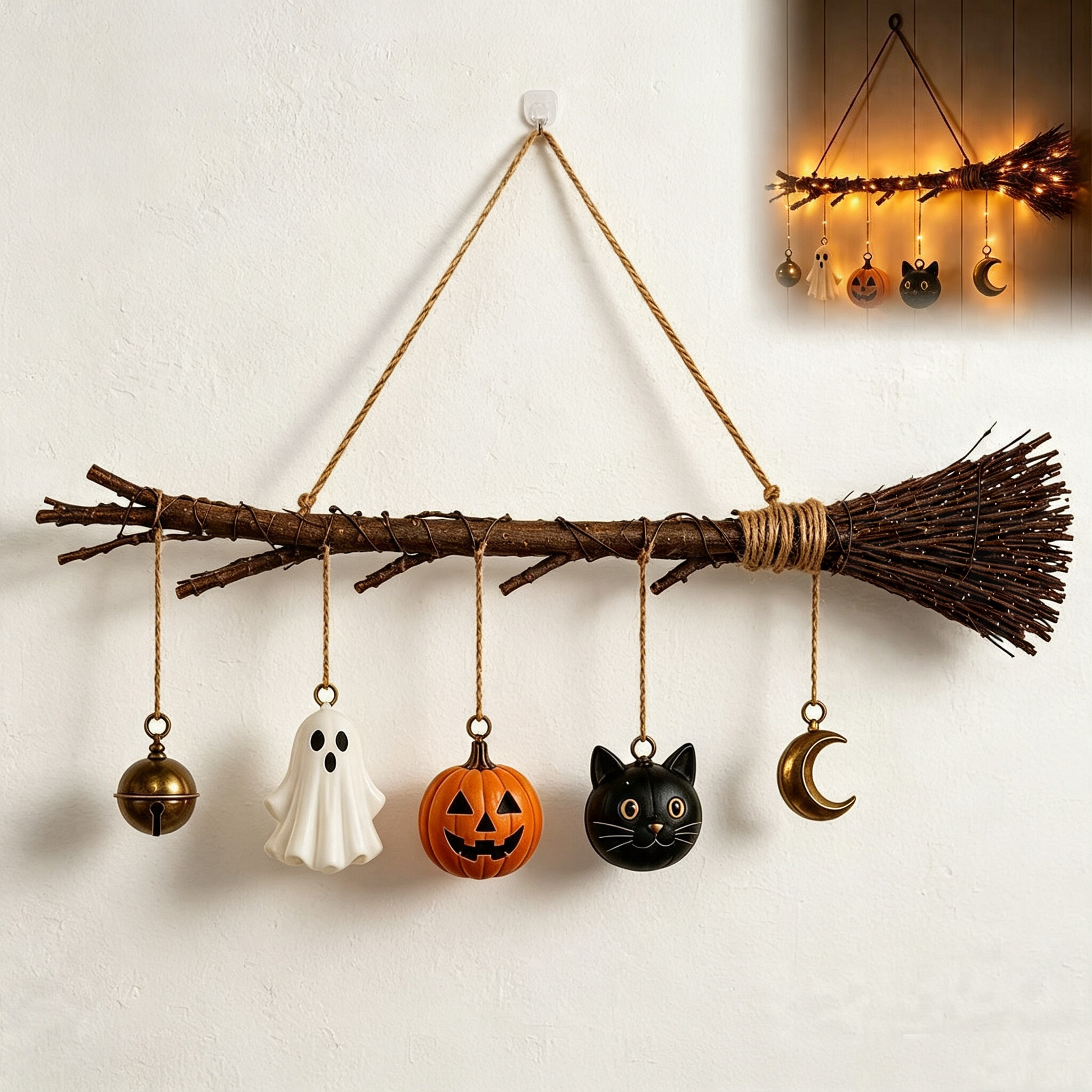 🎃✨ 🔥 Glowing Witch Broom Wall Hanging | The Perfect Halloween Accent for Any Space