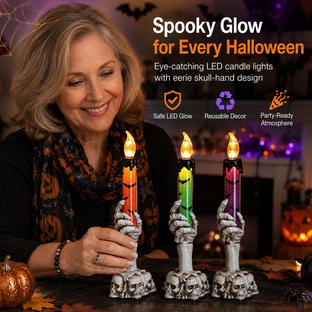 🎃 On the last day of Halloween,  LED lights are 50% off, and sequins are decorated in the shapes of skulls, skeletons, and hands.