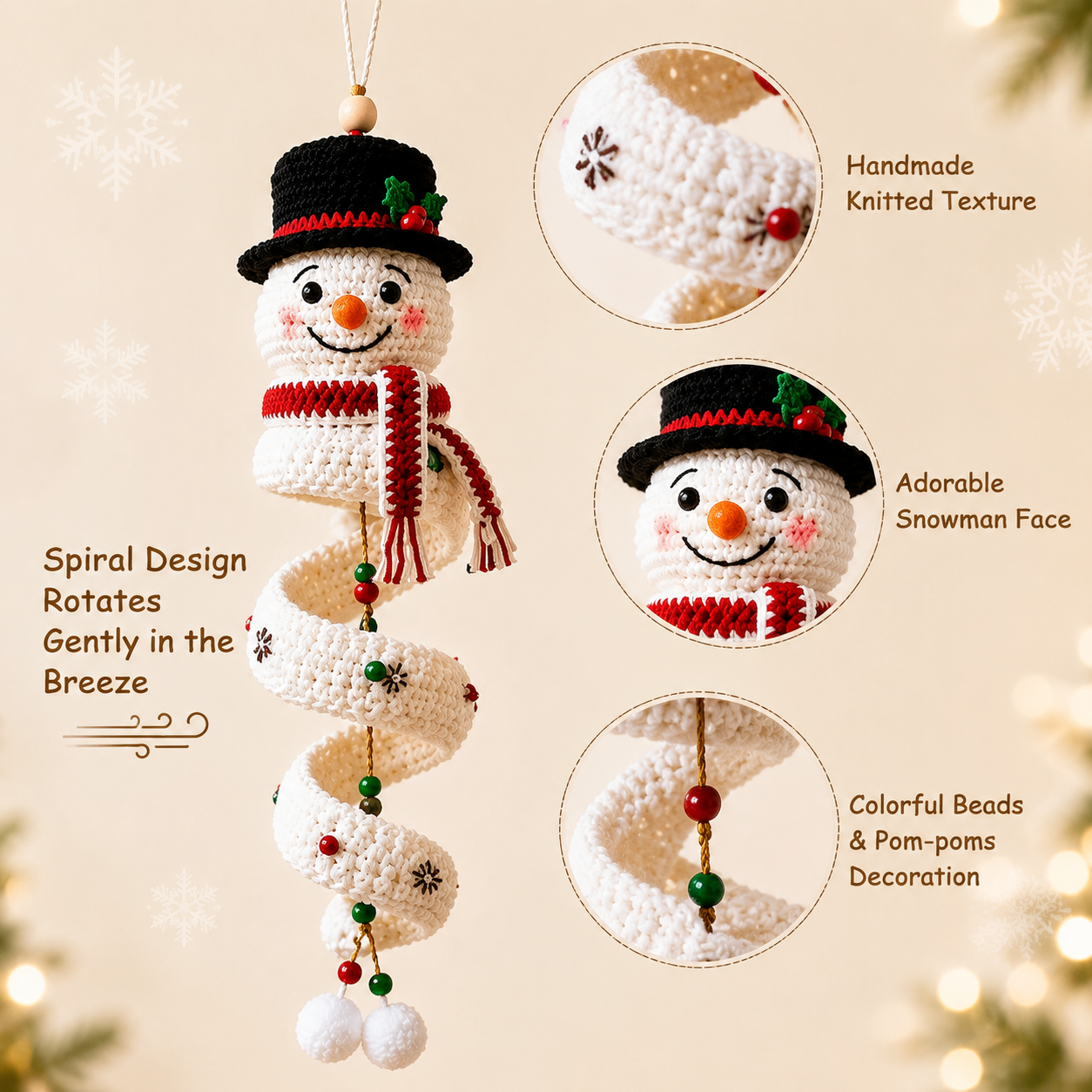 3D spiral crochet Christmas ornament design