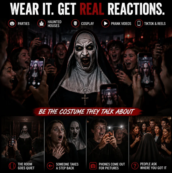 🎃Spooky Qualteus Nun Halloween Mask Latex Handwashable Cosplay Costume Accessory