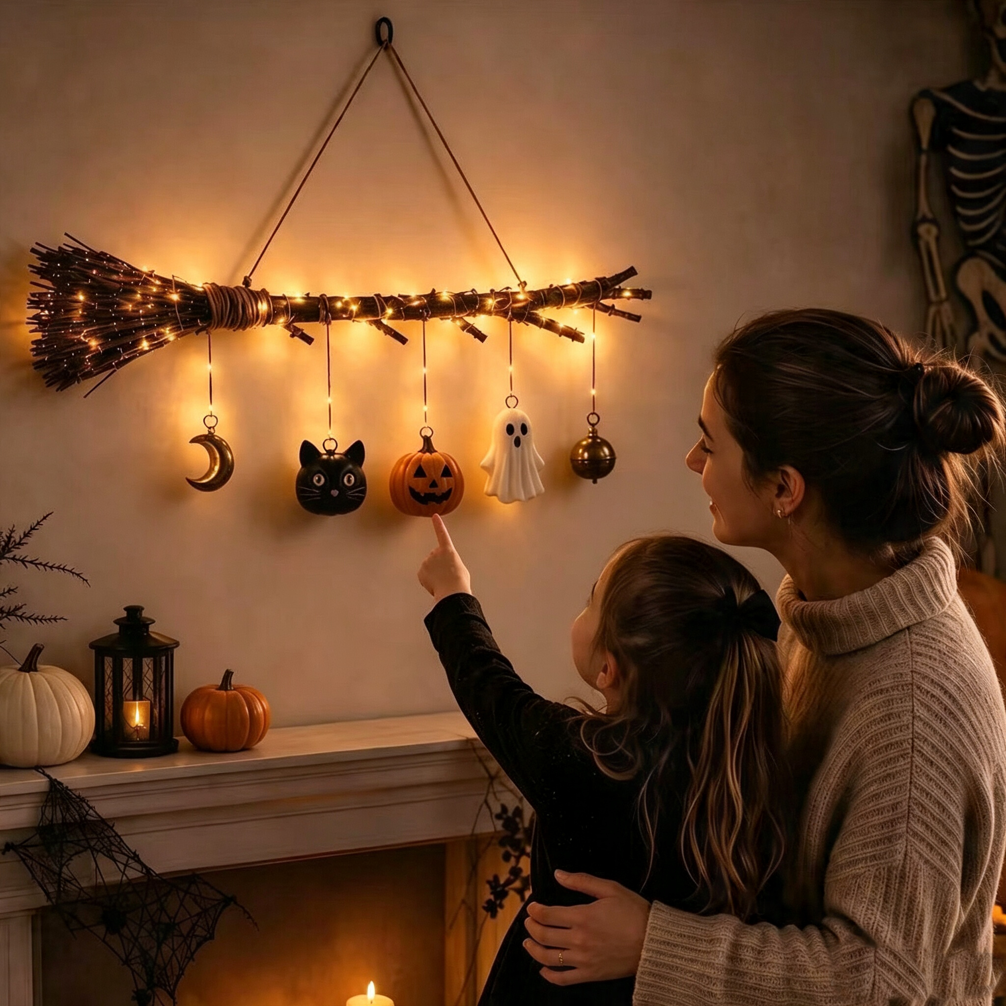 🎃✨ 🔥 Glowing Witch Broom Wall Hanging | The Perfect Halloween Accent for Any Space