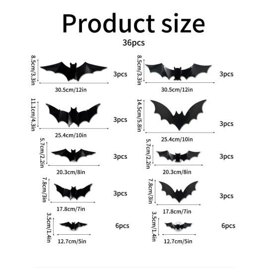 Halloween Decor Set - 3D Glowing Bat