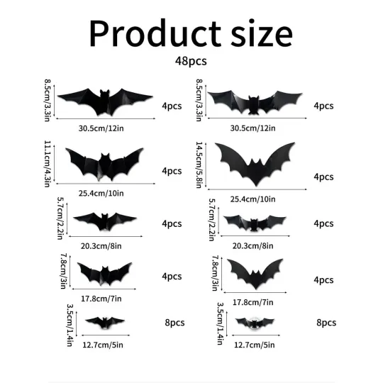 Halloween Decor Set - 3D Glowing Bat
