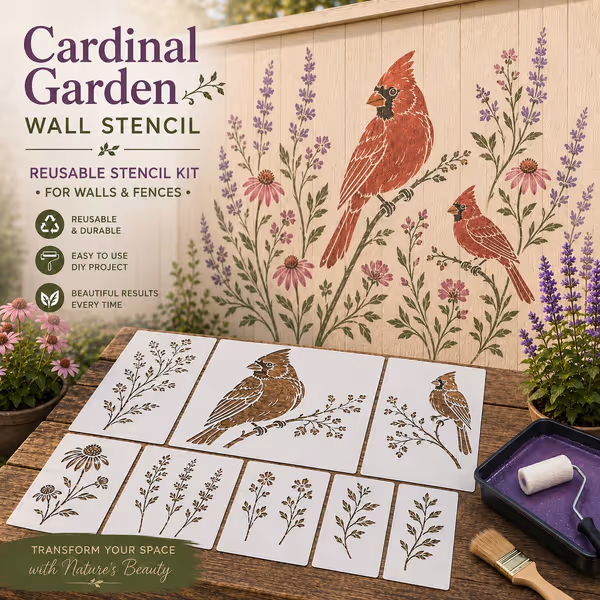 🔥Last Day 50% OFF - 🌿Garden Bloom Wall Stencil Kit | DIY Garden Painting Templates for Every Space