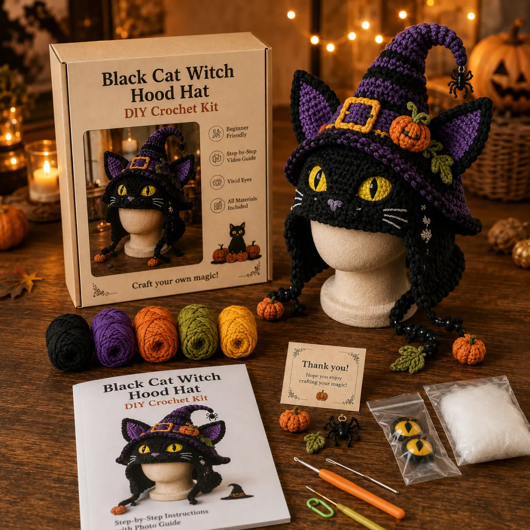 🔥Crochet Your Own Halloween Monster Hood – Complete DIY Craft Kit😱