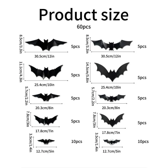 Halloween Decor Set - 3D Glowing Bat