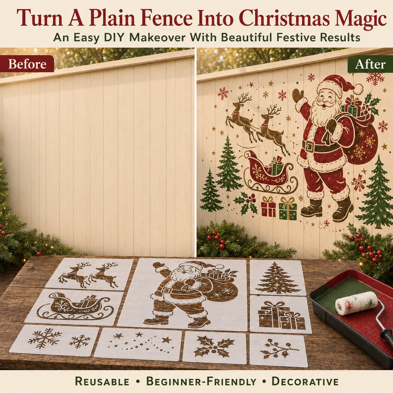 🔥Last Day 50% OFF - 🌿Garden Bloom Wall Stencil Kit | DIY Garden Painting Templates for Every Space