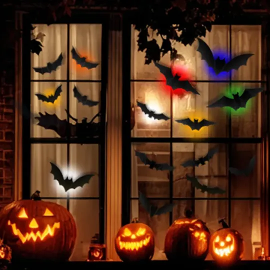 Halloween Decor Set - 3D Glowing Bat