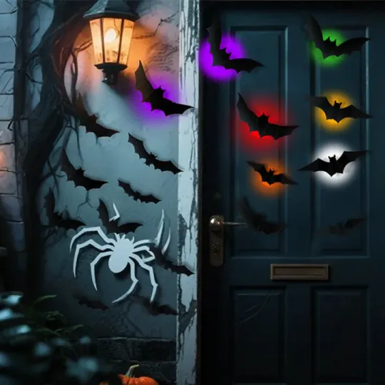 Halloween Decor Set - 3D Glowing Bat