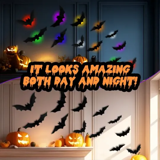 Halloween Decor Set - 3D Glowing Bat