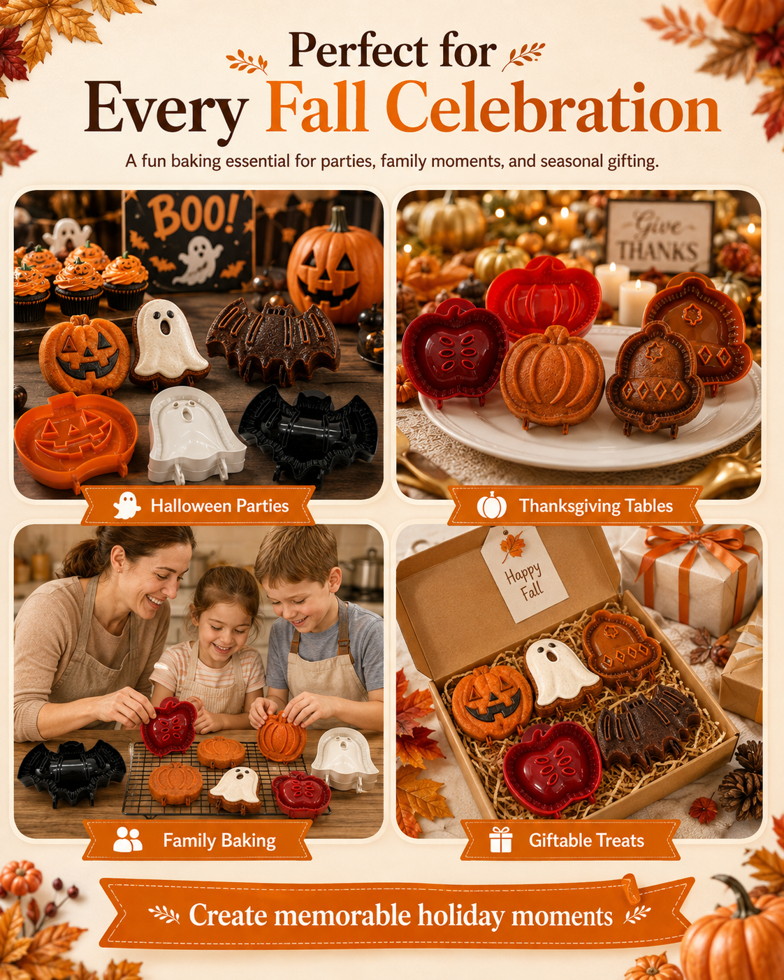 Festive baking molds for Halloween parties fall celebrations family baking and gifts