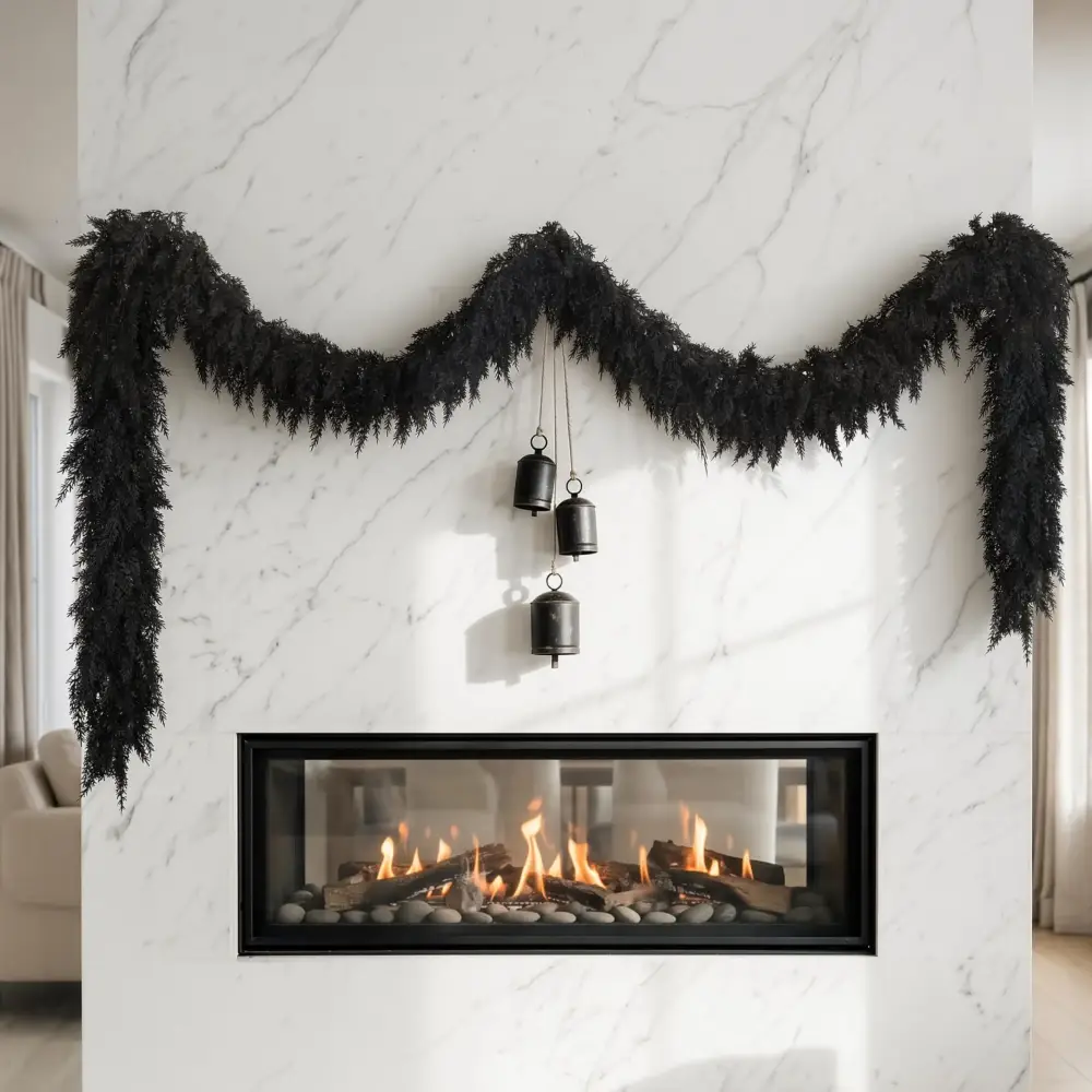 🔥2026 HOT SALE🔥Pre-lit Halloween Black Cedar Garland