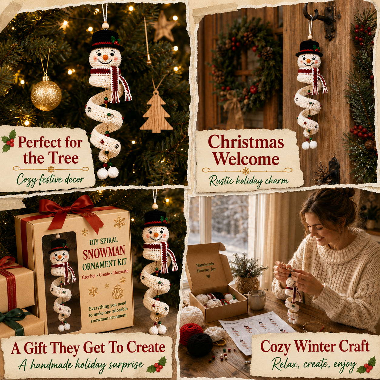Crochet Christmas ornaments holiday home decor