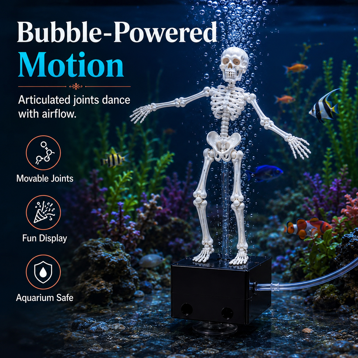 💀🌊 Dancing Skeleton Aquarium Bubbler