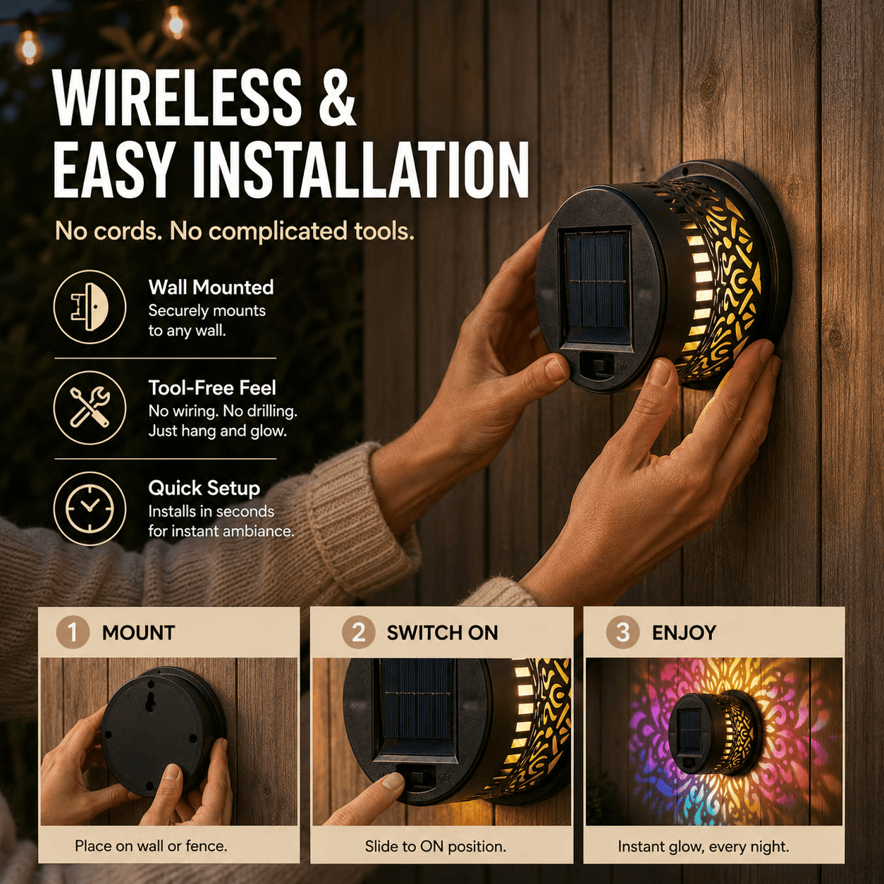 🔥Solar Mandala Projector Wall Light
