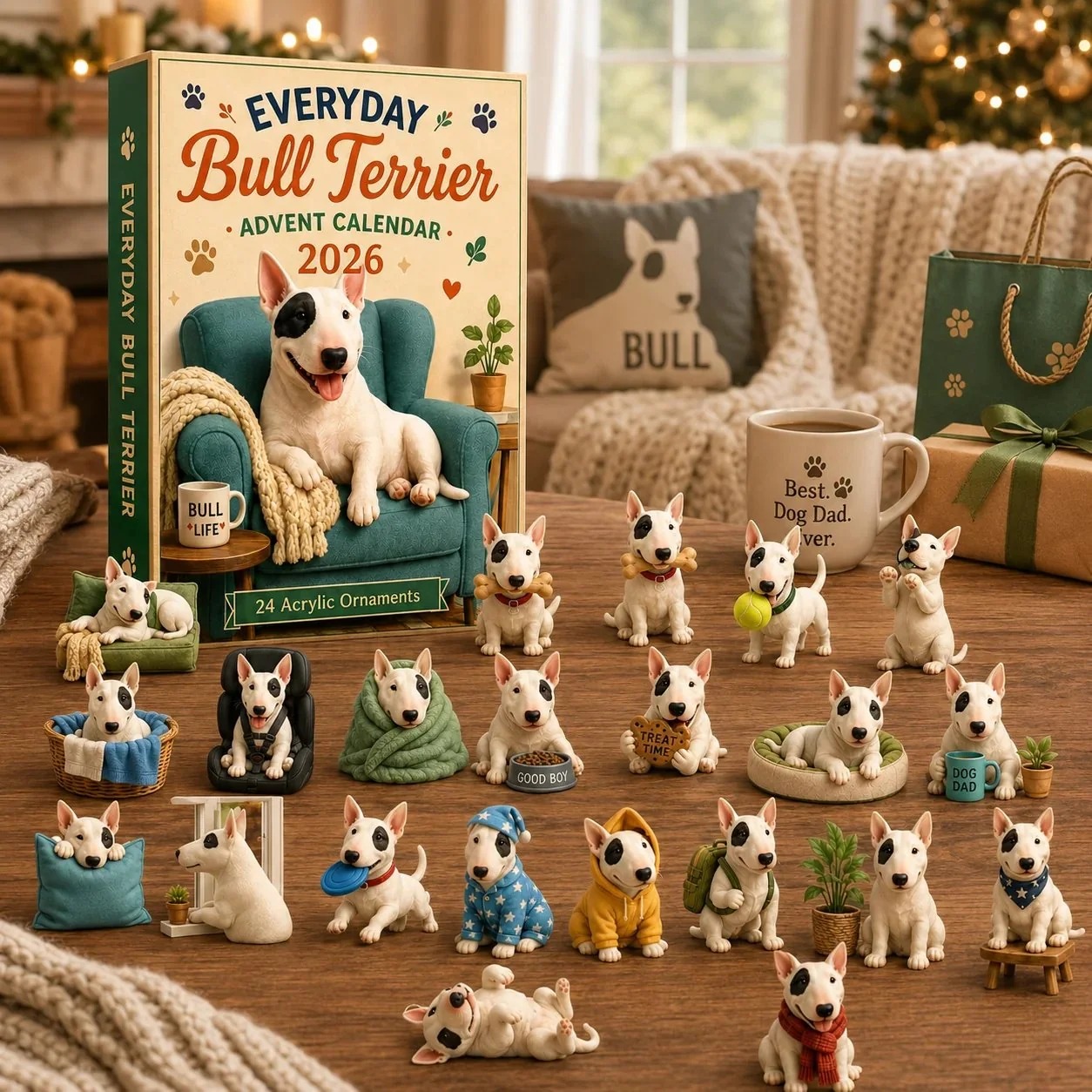 🐶Everyday Bull Terrier Advent Calendar 2026 - 24-Day Festive Countdown