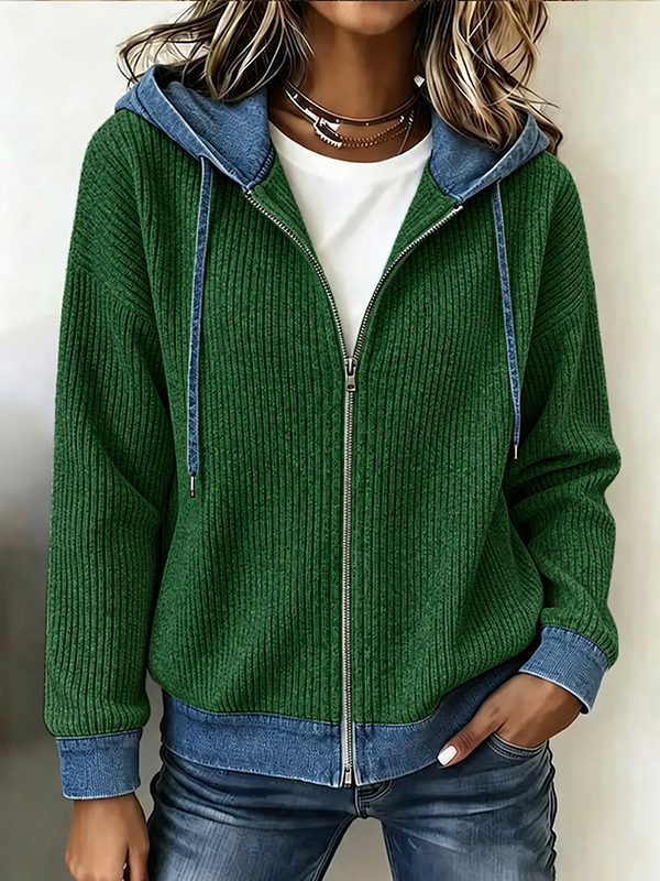 Women Striped Long Sleeve Hoodie Casual Spring/Fall Jacket Outerwear