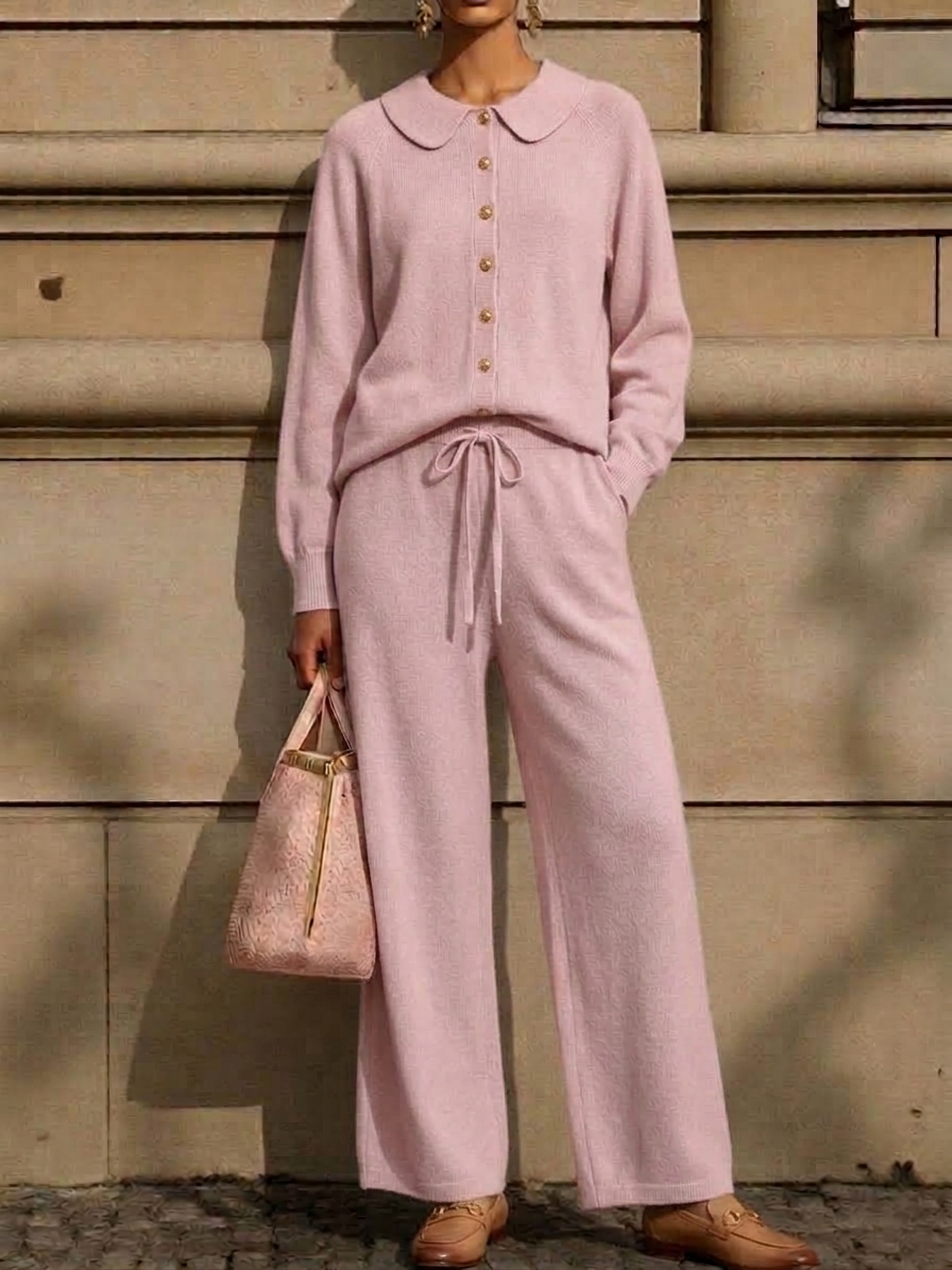 Women's Casual Peter Pan Collar Cashmere Sweater Suit