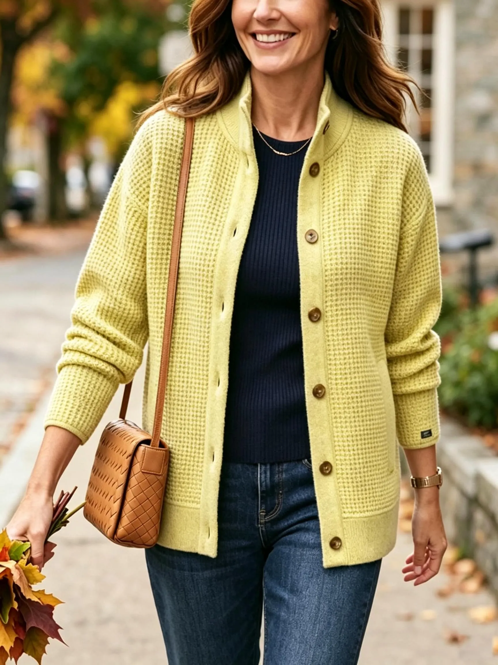 Women's Waffle-Knit Blazer-Cardigan