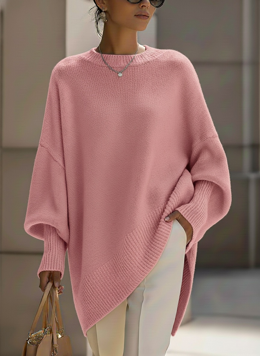 Women's Cozy LooseAsymmetrical HemSweater
