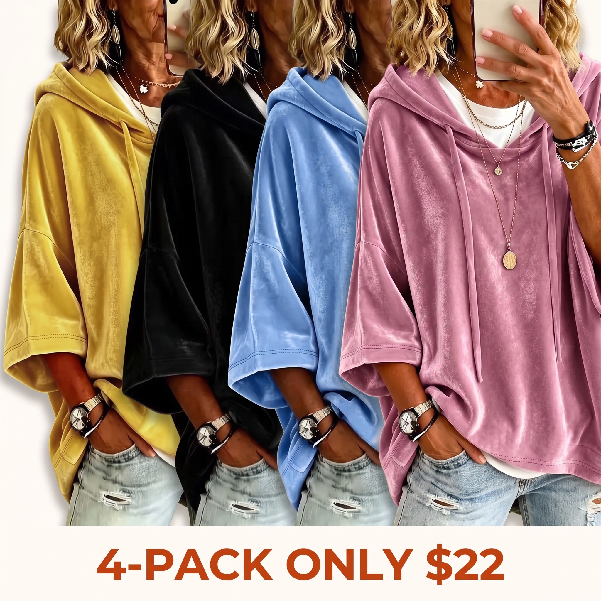 Women's Minimalist Velvet Hoodie