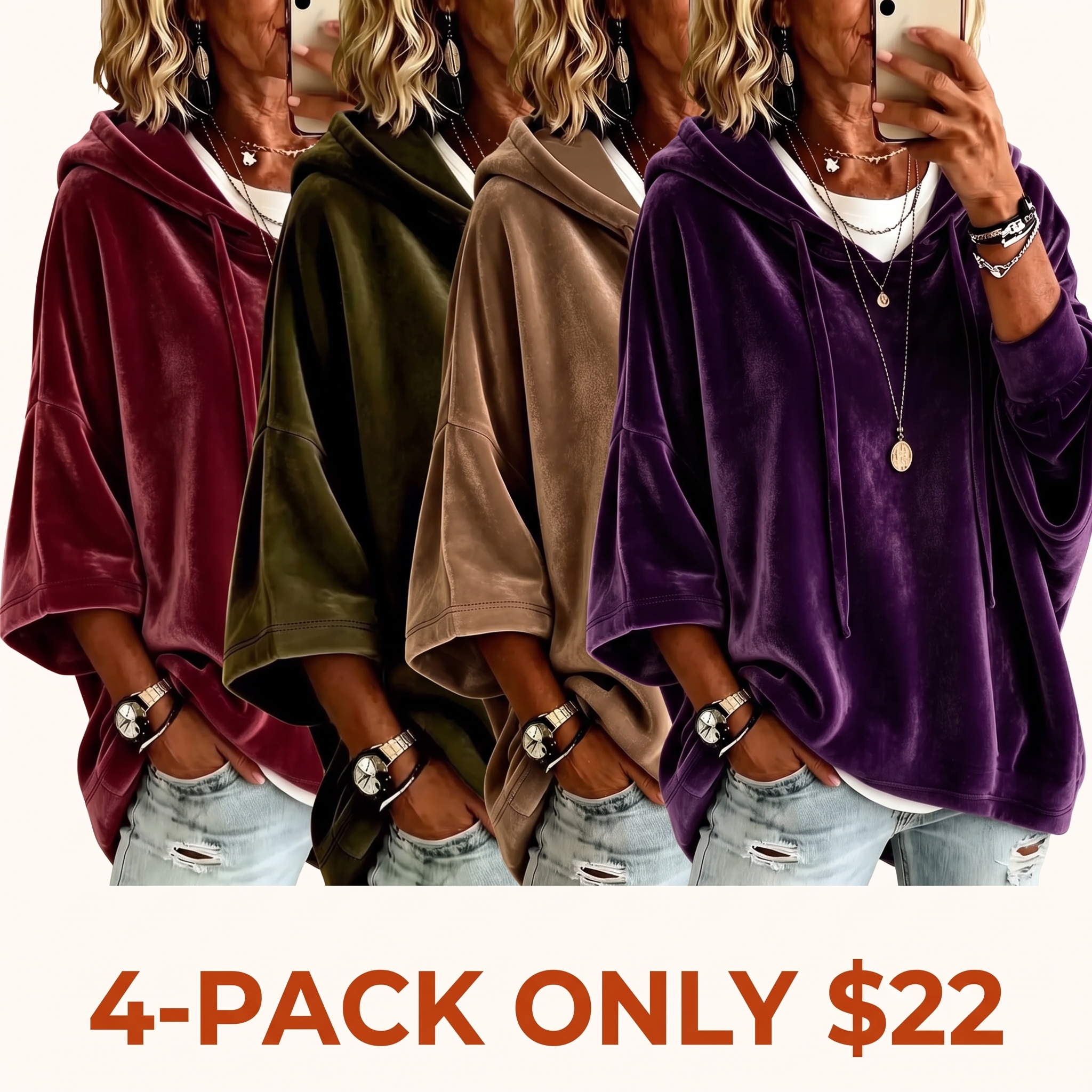Women's Minimalist Velvet Hoodie
