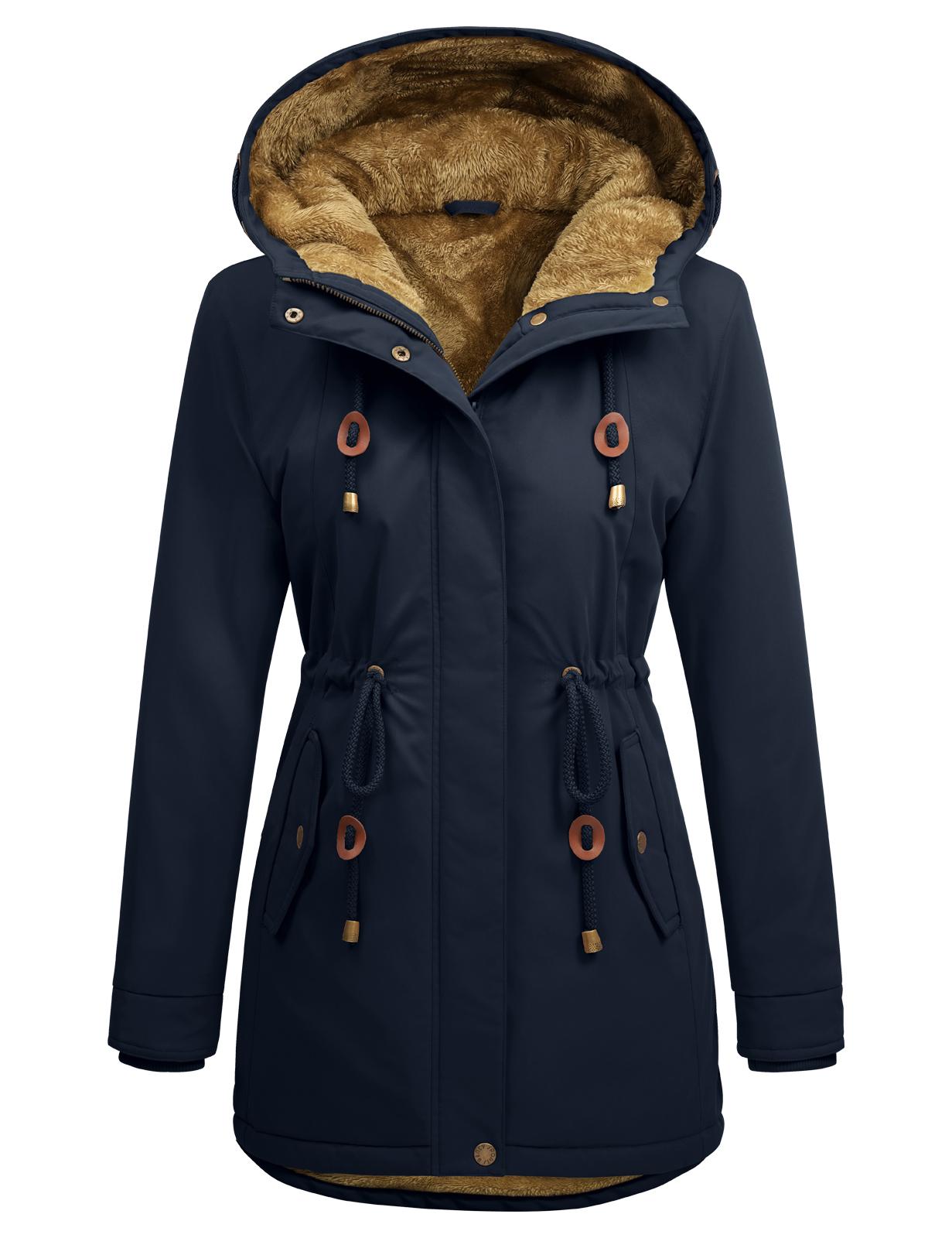 UMIPUBO Women's Fleece Lined Warm Parka Jacket - Water Repellent, Hooded, Long Sleeve, with Pockets, Warm & Cozy Women's Fleece Jackets for Daily Commute, Casual Tops Womenswear Outerwear Autumn Outerwear Casual Outdoor Outerwears