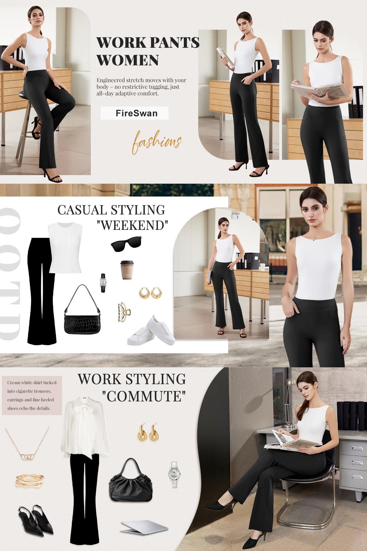 FireSwan Women's Stretchy Work Pants Business Casual Office Trousers Pull On Flare Slacks with 4 Pockets Comfortable & Flexible Design Greenish #TikTokShopSpringGlowUp,summervibes outdoorfun,summerwins,back to school shopping FireSwan Women's Stretchy Work Pants Business Casual Office Trousers Pull On Flare Slacks with 4 Pockets Comfortable & Flexible Design Greenish #TikTokShopSpringGlowUp,summervibes outdoorfun,summerwins,back to school shopping