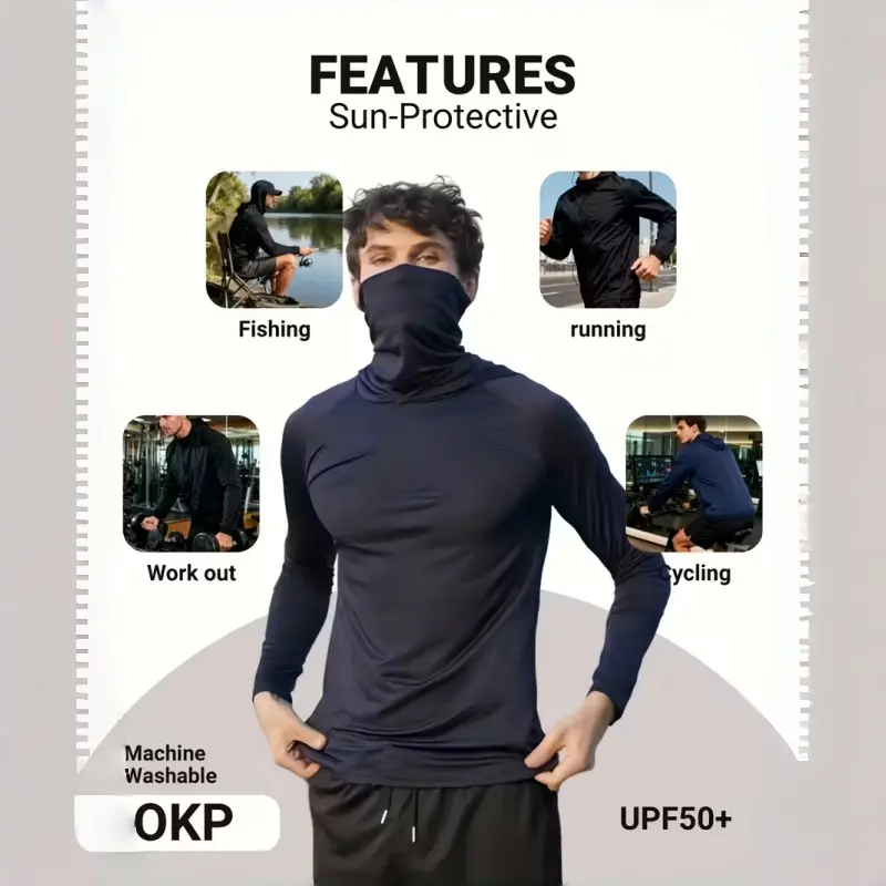 Men's Casual Hooded Pullover – with UPF Sun Protection