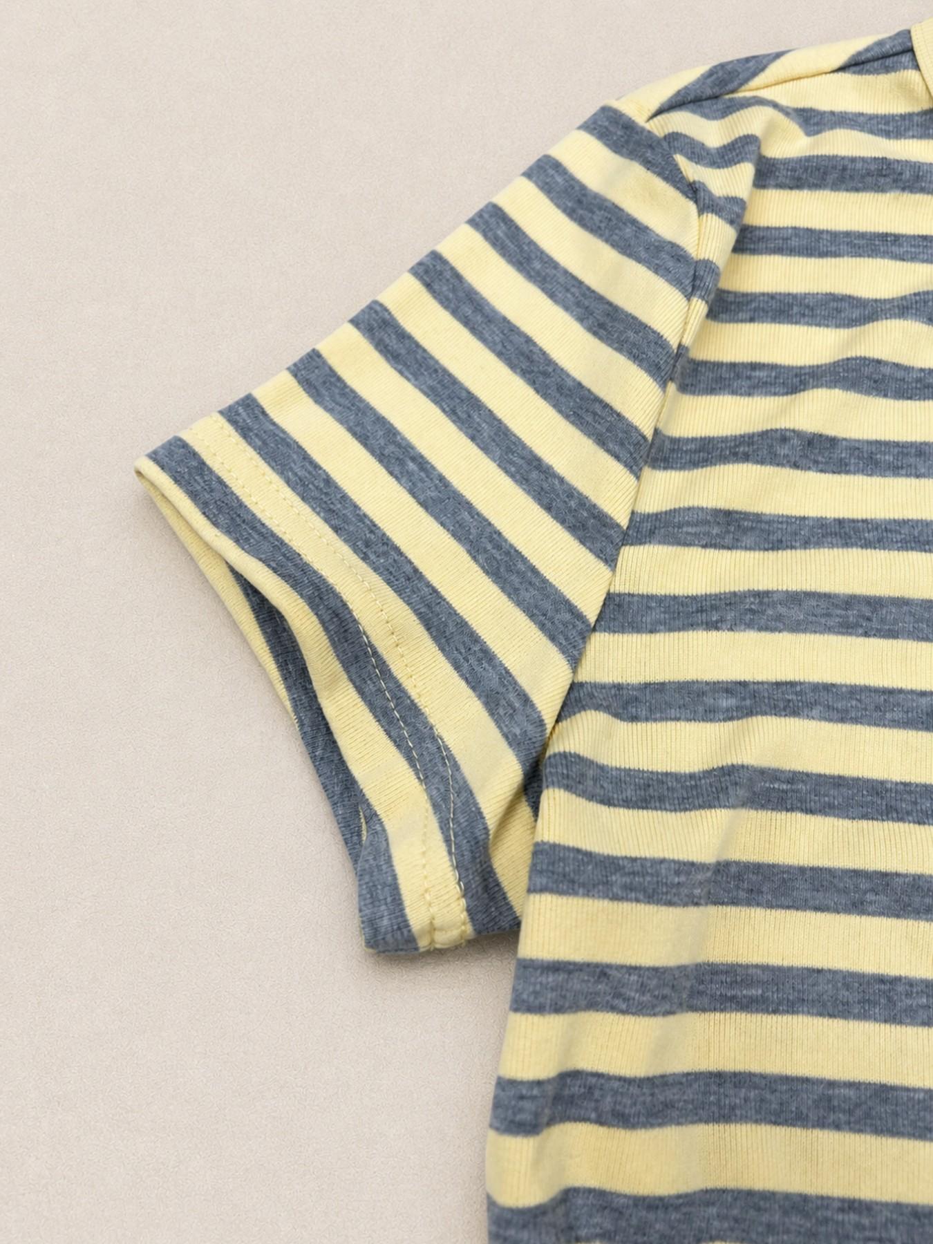 Yellow Grey Striped Two Piece Loungewear Set Crew Neck Short Sleeve Slim Crop Top High Waist Capri Leggings Stretch Fitted Matching Outfit ideal for home relaxation gym training grocery runs and casual everyday all season comfy outfits Multicolor Yellow Grey Striped Two Piece Loungewear Set Crew Neck Short Sleeve Slim Crop Top High Waist Capri Leggings Stretch Fitted Matching Outfit ideal for home relaxation gym training grocery runs and casual everyday all season comfy outfits Multicolor