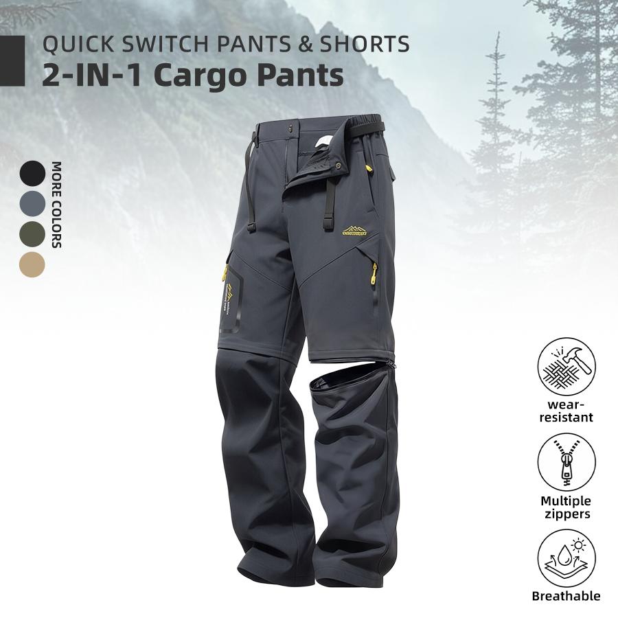 Men's Summer 2-in-1 Cargo Pants, Detachable Long Sports Shorts, Breathable Durable Tactical Utility Pants, Zipper & Multi-Pocket Outdoor Pants, Suitable for Outdoor Hiking, Camping, Mountaineering Men's Summer 2-in-1 Cargo Pants, Detachable Long Sports Shorts, Breathable Durable Tactical Utility Pants, Zipper & Multi-Pocket Outdoor Pants, Suitable for Outdoor Hiking, Camping, Mountaineering