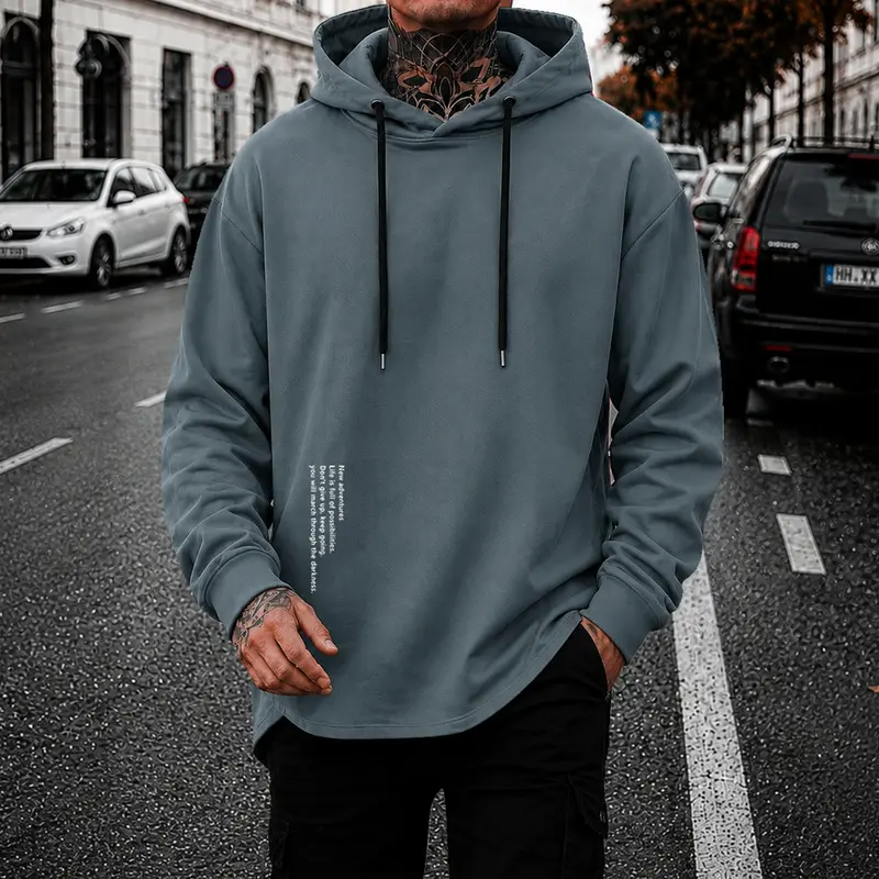 Men's Minimalist Casual Hooded Knit Sweatshirt