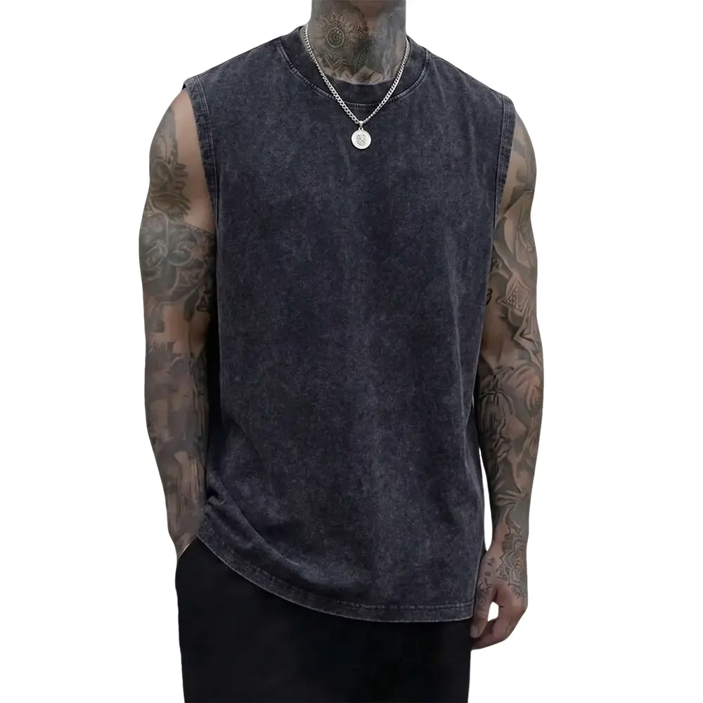 Men's 230g Heavyweight Pure Cotton Vintage Sleeveless Tank Top