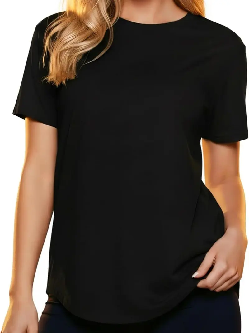 Women's Summer Solid-Color Crew Neck Short-Sleeve Casual T-Shirt