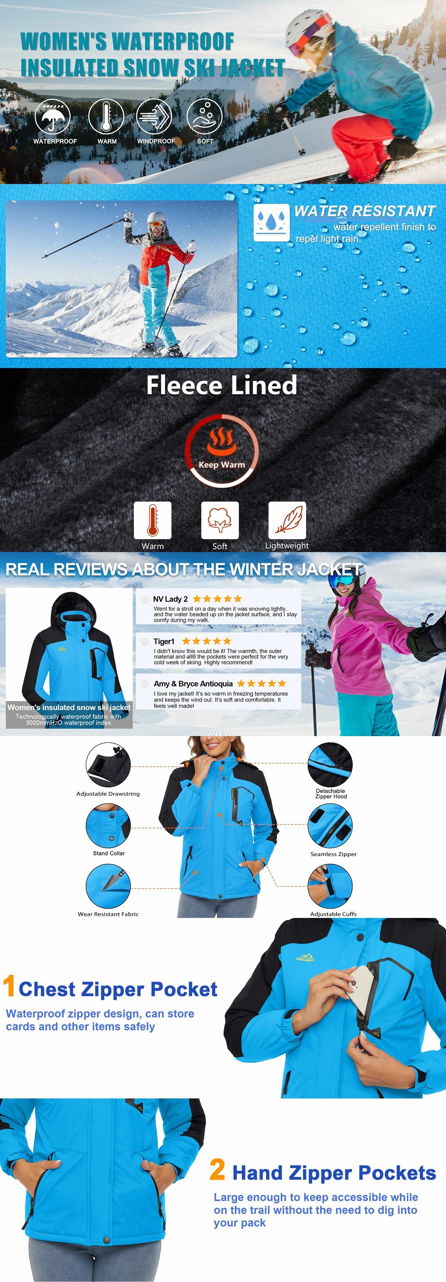 MAGCOMSEN Women's Waterproof Ski Jacket - Hooded, Fleece-Lined, Warm Winter Snow Coat - Windproof Outdoor Wear for Mountain Activities - Women's Clothing Ski Gear,back to school,back to school shopping MAGCOMSEN Women's Waterproof Ski Jacket - Hooded, Fleece-Lined, Warm Winter Snow Coat - Windproof Outdoor Wear for Mountain Activities - Women's Clothing Ski Gear,back to school,back to school shopping