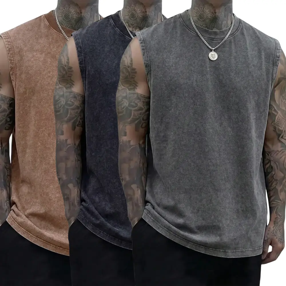 Men's 230g Heavyweight Pure Cotton Vintage Sleeveless Tank Top